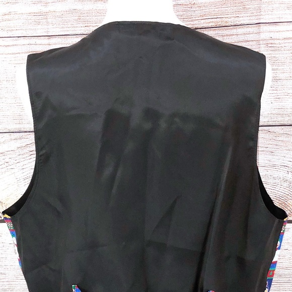 Vintage 111 Main Blue and Black Festive Snowman and Penguin Vest Size L - Picture 9 of 10